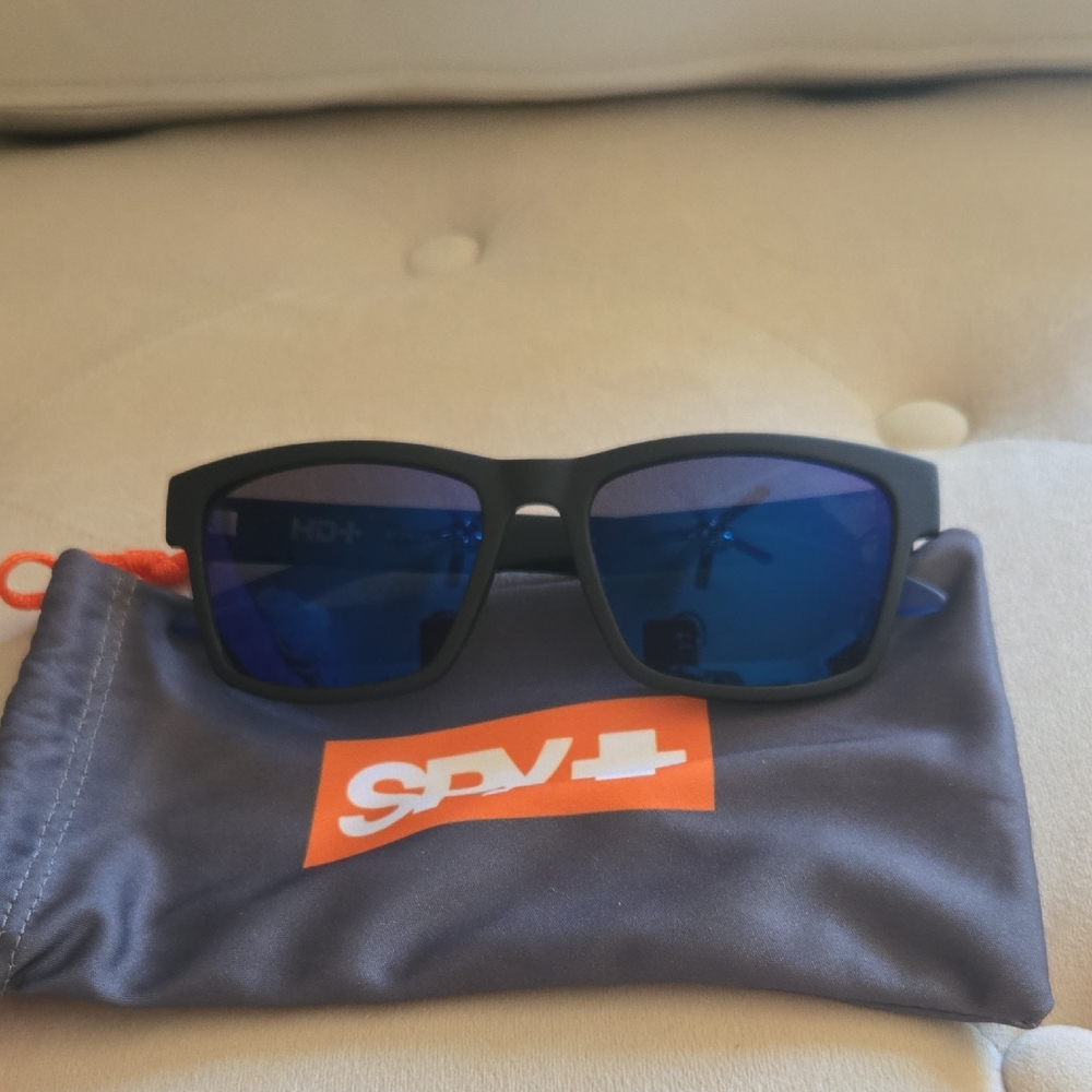 SPY Black Frame Sunglasses with Deep Blue Lenses